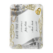 Gouden trouwringen en harten sparen de datummagnee magneet (Verticaal)