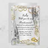 Gouden Trouwringen En Hartjes Bruidsmeisje Kaart (Voorkant / Achterkant)