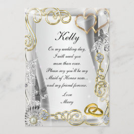 Gouden Trouwringen en Hartjes Bruidsmeisje kaart