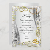 Gouden Trouwringen En Hartjes Kaart Voor Getuige V (Voorkant / Achterkant)