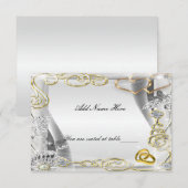 Gouden Trouwringen En Hartjes Tafelkaart Kaart (Voorkant / Achterkant)