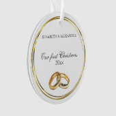 Gouden trouwringen Gepersonaliseerd onze eerste ke Ornament (voorkant)