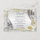 Gouden trouwringen harten bruiloft details informatiekaartje (Voorkant)