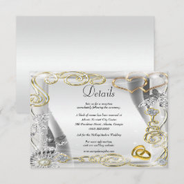 Gouden trouwringen harten bruiloft details informatiekaartje