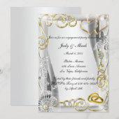Gouden trouwringen harten verlovingsfeest uitnodig kaart (Voorkant / Achterkant)