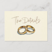 Gouden trouwringen met de details RSVP Enclosure Informatiekaartje (Voorkant)