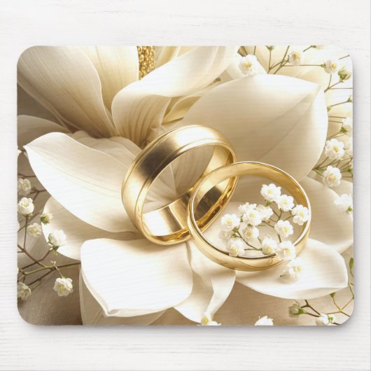 Gouden trouwringen op een Magnolia Muismat (Voorkant)