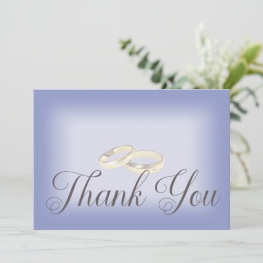 Gouden trouwringen Periwinkle bruiloft Bedankkaart (Staand voorkant)