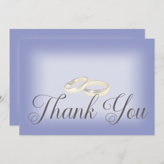 Gouden trouwringen Periwinkle bruiloft Bedankkaart (Voorkant / Achterkant)