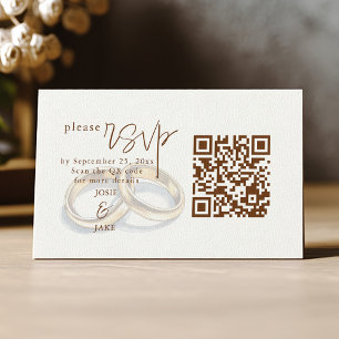 Gouden Trouwringen roestiek RSVP QR Code Informatiekaartje