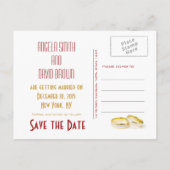 Gouden Trouwringen Rood Save the Date Briefkaarten (Achterkant)