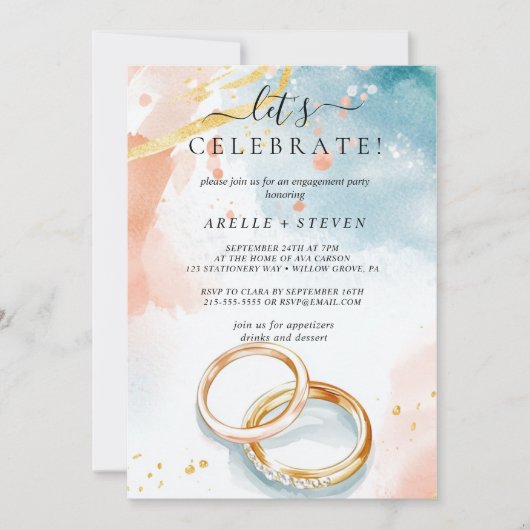 Gouden trouwringen Verlovingsfeest Kaart (Voorkant)