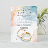 Gouden trouwringen Verlovingsfeest Kaart (Staand voorkant)