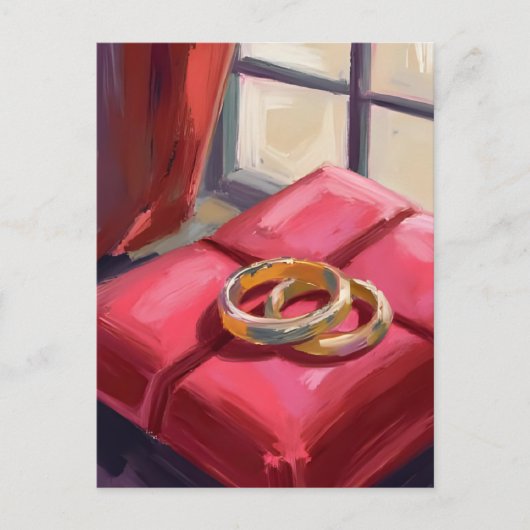 Gouden Trouwringen Waterverf Briefkaart (Voorkant)