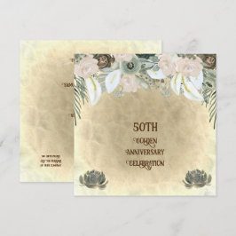 Gouden Trouwsaus Salie Groene Waterverf Bloemen Kaart