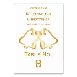 Gouden Trouwtafel Nummer Kaart bellen en lint