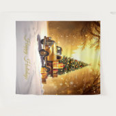 Gouden Truck Kerstboom Vakantie Achtergrond Wandkleed (Voorkant (horizontaal))