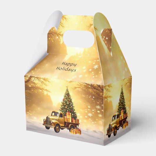 Gouden Truck Kerstboom Vakantie Cadeaubox Bedankdoosjes (Achterkant)