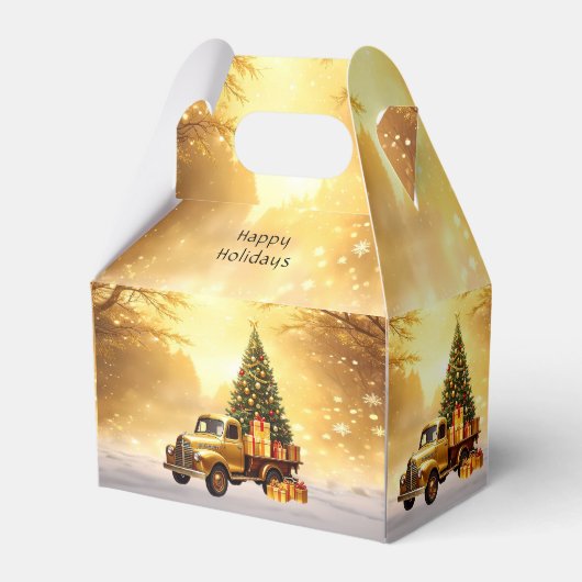 Gouden Truck Kerstboom Vakantie Cadeaubox Bedankdoosjes (Voorkant Zijde)