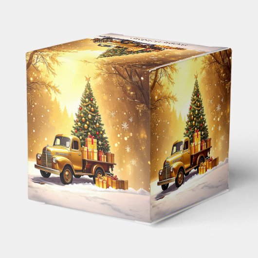 Gouden Truck Kerstboom Vakantie Favoriet Box Bedankdoosjes (Achterkant)