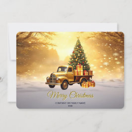 Gouden Truck Kerstboom Vakantiebord Feestdagenkaart