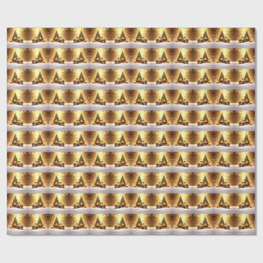 Gouden Truck Kerstboom Wrapping Paper Cadeaupapier (Vlak)