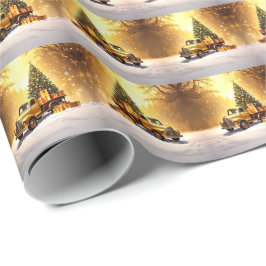 Gouden Truck Kerstboom Wrapping Paper Cadeaupapier