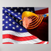 Gouden Trump Vogel VS Vlag Waarde Poster (Voorkant)