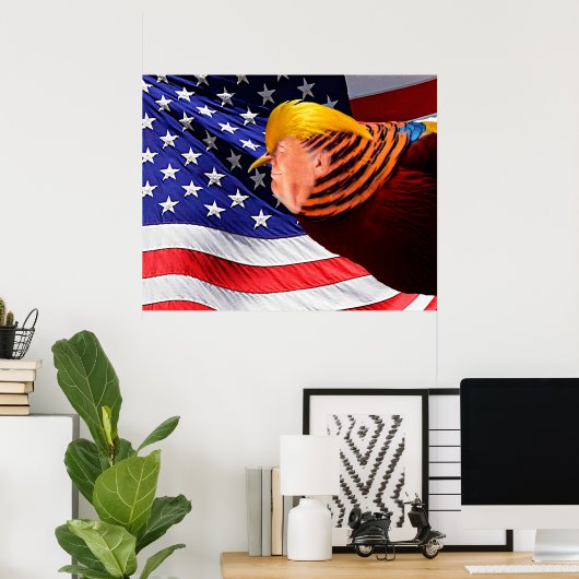 Gouden Trump Vogel VS Vlag Waarde Poster (Thuiskantoor)