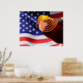 Gouden Trump Vogel VS Vlag Waarde Poster (Keuken)