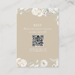 Gouden Tuin Bloemen QR Code Huwelijk RSVP Informatiekaartje