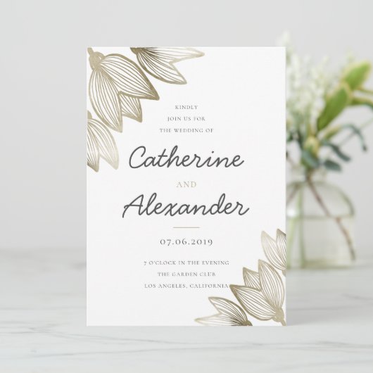 Gouden tulp bloesems | Bruiloft Kaart (Staand voorkant)