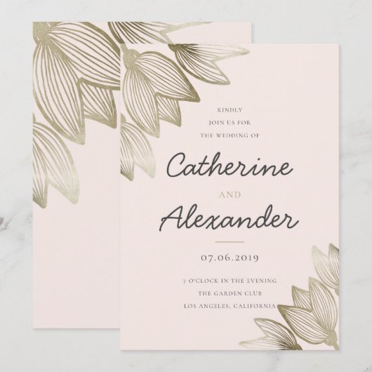 Gouden tulp bloesems | Bruiloft Kaart (Voorkant / Achterkant)