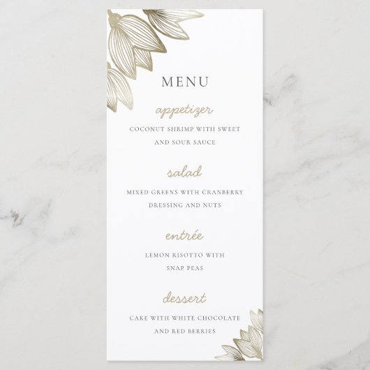 Gouden tulp bloesems | Bruiloft Menu (Voorkant)