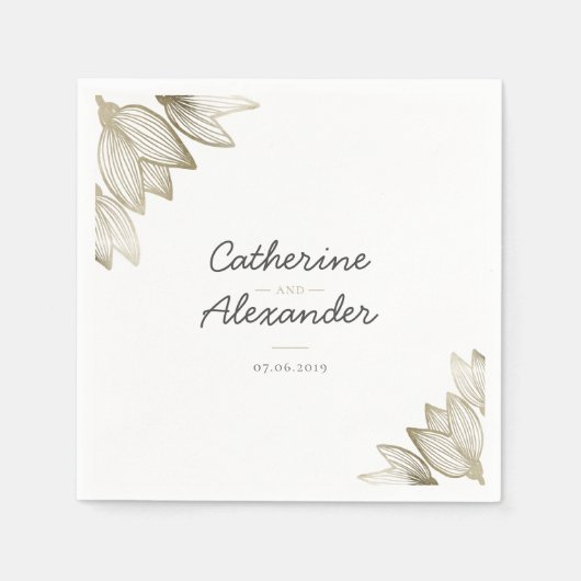 Gouden tulp bloesems | Gepersonaliseerde bruiloft Servet (Voorkant)