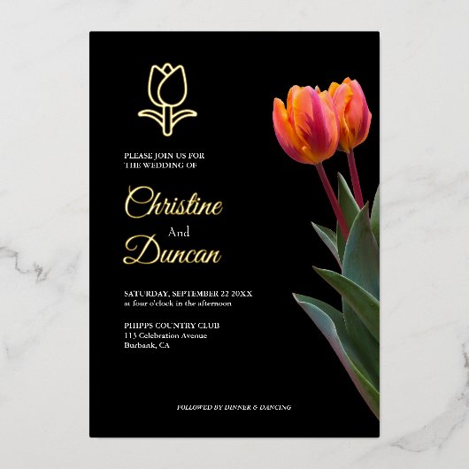 Gouden tulp bruiloft uitnodigingen (Voorkant)