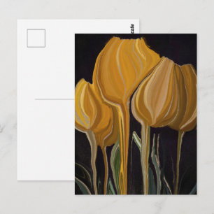 Gouden Tulp Trio op Zwart Briefkaart