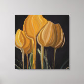 Gouden Tulp Trio op Zwart Canvas Afdruk (Voorkant)