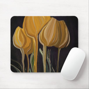 Gouden Tulp Trio op Zwart Muismat