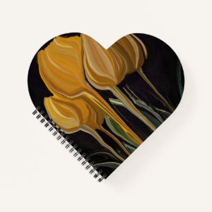 Gouden Tulp Trio op Zwart Notitieboek
