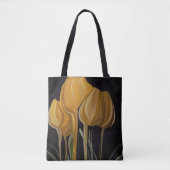 Gouden Tulp Trio op Zwart Tote Bag (Voorkant)