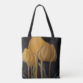 Gouden Tulp Trio op Zwart Tote Bag (Achterkant)