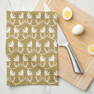 gouden tulpenpatroon theedoek