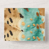 Gouden Turquoise Black Animal Wedding All In One Uitnodiging (Achterkant)