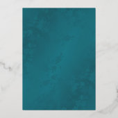 Gouden Turquoise Bloemige Bruiloft Folie Uitnodiging (Achterkant)