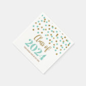 Gouden Turquoise Confetti Klasse van 2024 Servette Servet (Hoek)