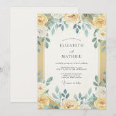 Gouden Turquoise Eucalyptus Bruiloft Kaart (Voorkant / Achterkant)