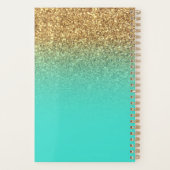 Gouden Turquoise Glitter Ombre Gepersonaliseerd Planner (Achterkant)