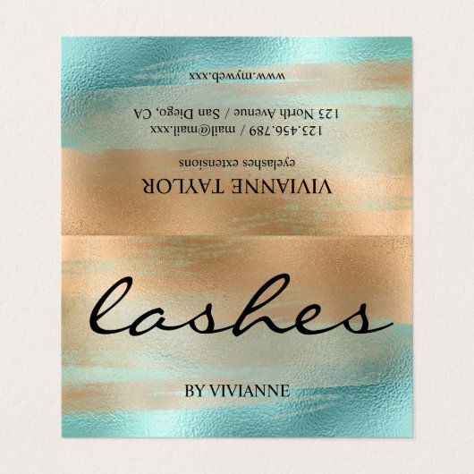 Gouden Turquoise Lashes Visitekaartje (Buitenkant ongevouwen)
