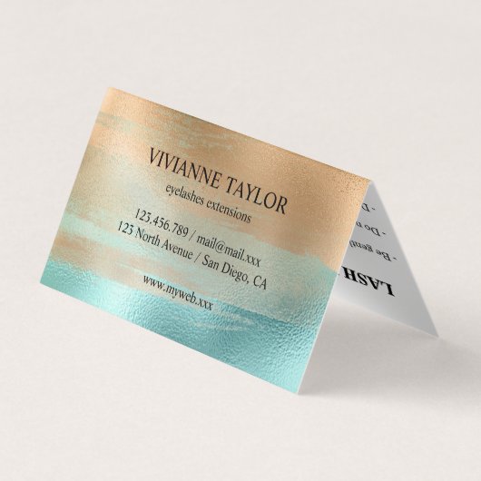 Gouden Turquoise Lashes Visitekaartje (Achterkant)